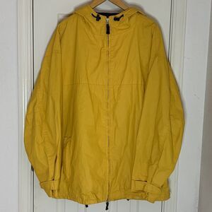Vintage Gap Yellow Nylon Water Proof Rain Coat Jacket Polyurethane Hood Men’s XL